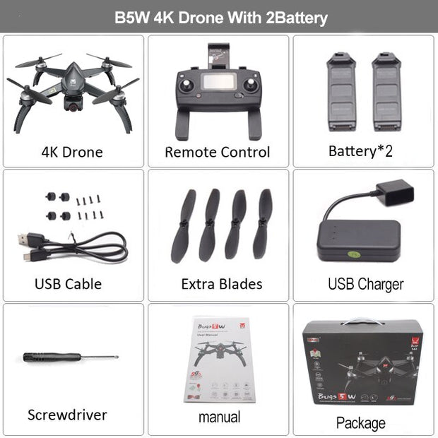 MJX B5W GPS Drone 4K HD kamera fırçasız